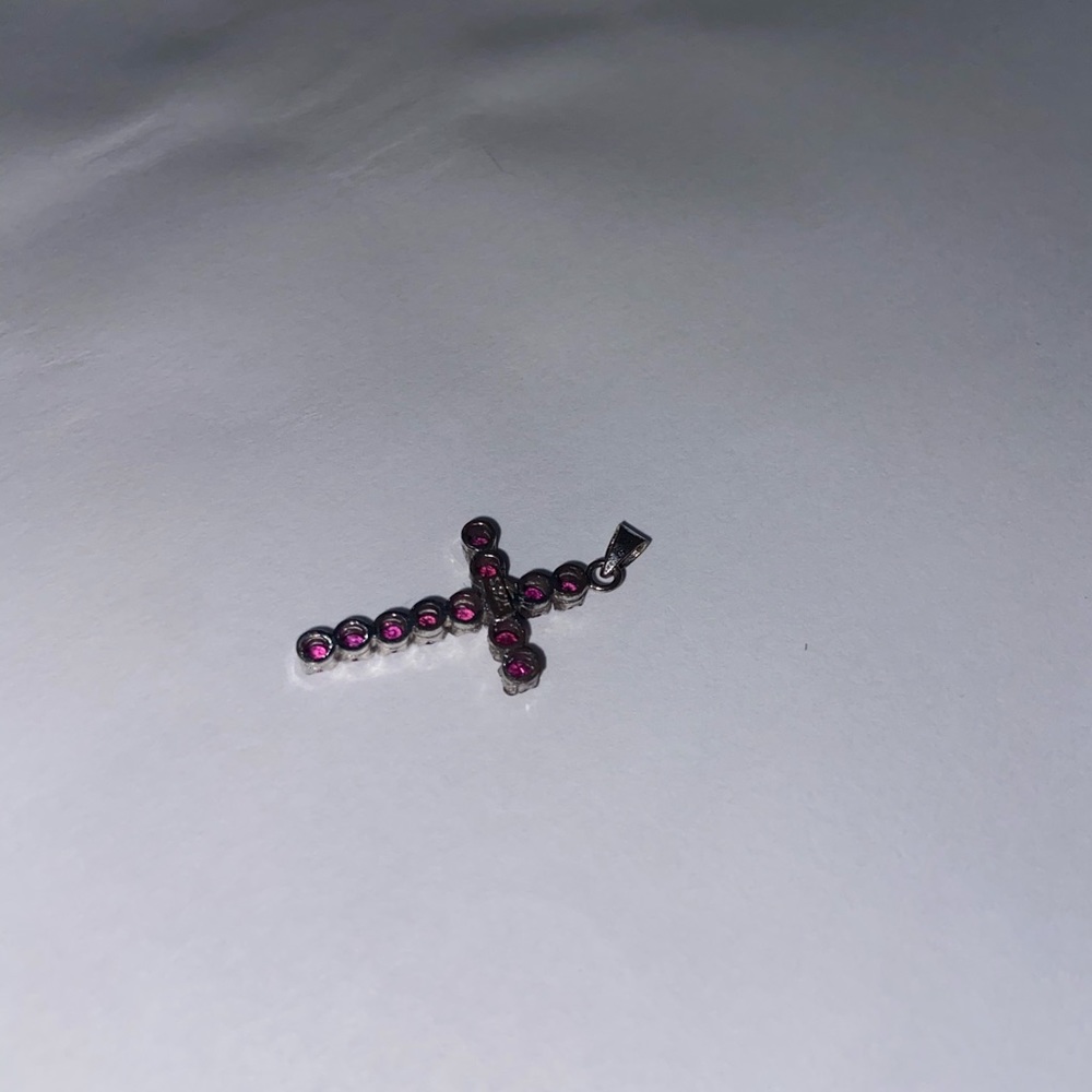 Genuine Precious Gem Ruby Cross Necklace Pendant - Picture 6 of 8
